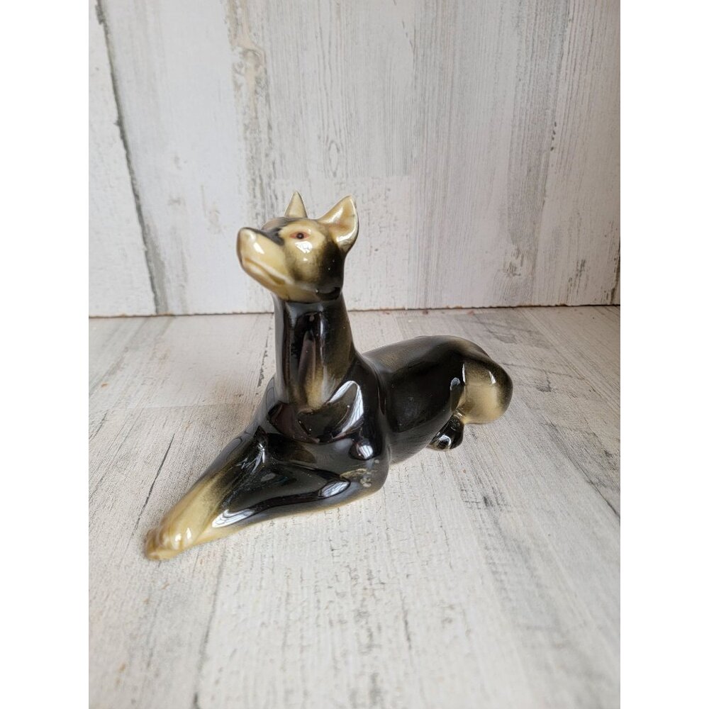 Vintage ceramic Doberman Black Dog pet‎ brazil home decor